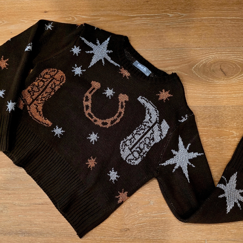 Sweater with Star and Horseshoe Design